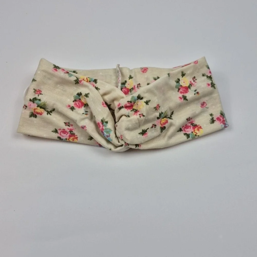 2 Pack Floral Twist Headband Hair Wrap Stretch‎ Buttons for Face Mask Nursing